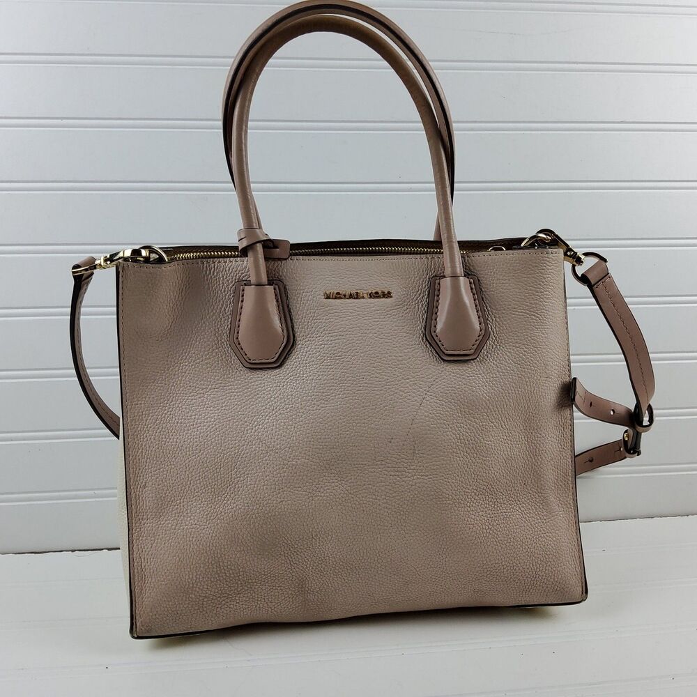 Michael Kors MK Pebbled Leather Satchel Crossbody Shoulder Handbag Purse